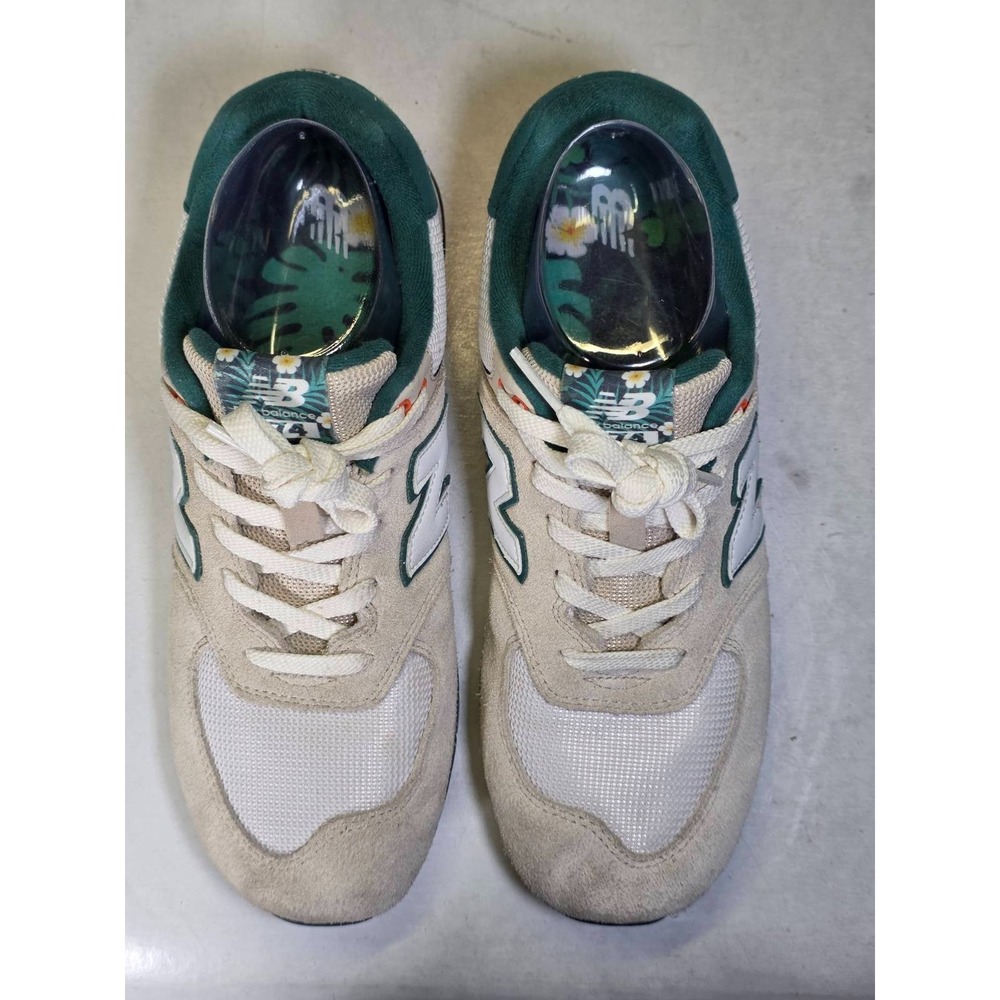New Balance 574 Men's Sneakers Size 7 M Beige White Suede Fabric Running Shoes - Picture 6 of 13